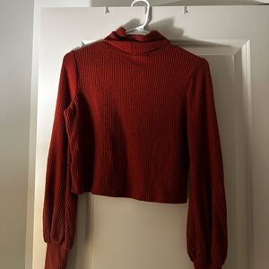Red Cowl Neck Sweater with Long Sleeves